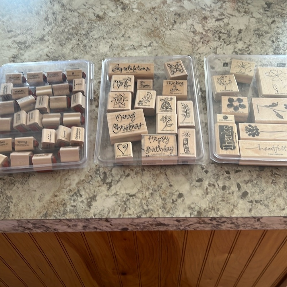 Three sets of stamps.